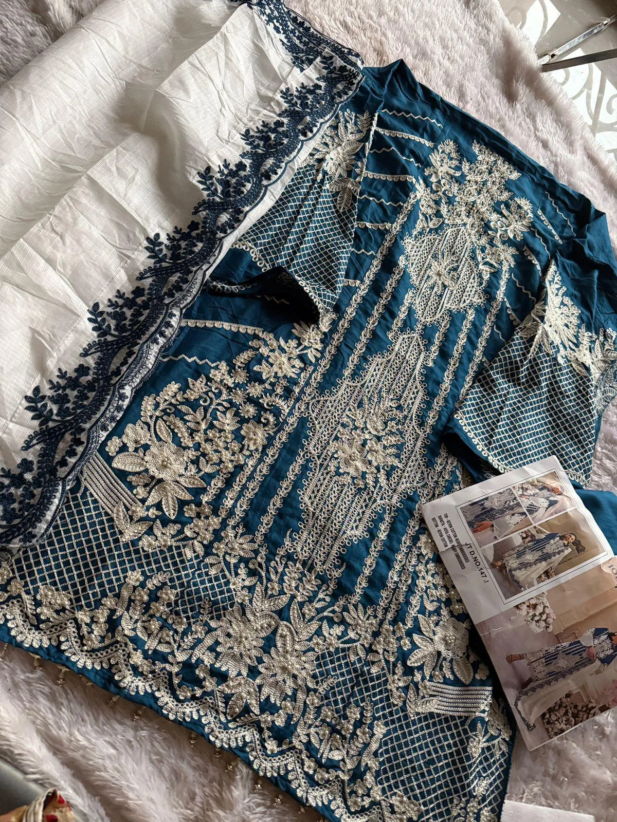Johra Tex147 Stylish Blue Rayon Cotton Heavy Embroidery Pakistani Salwar Suit