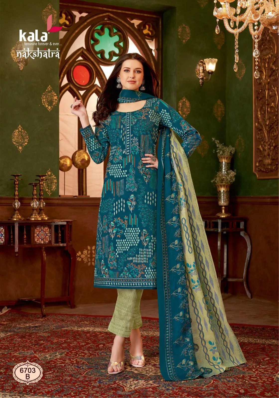Floral Printed Unstitched Straight Salwar Suit Kala Nakshatra Vol 03