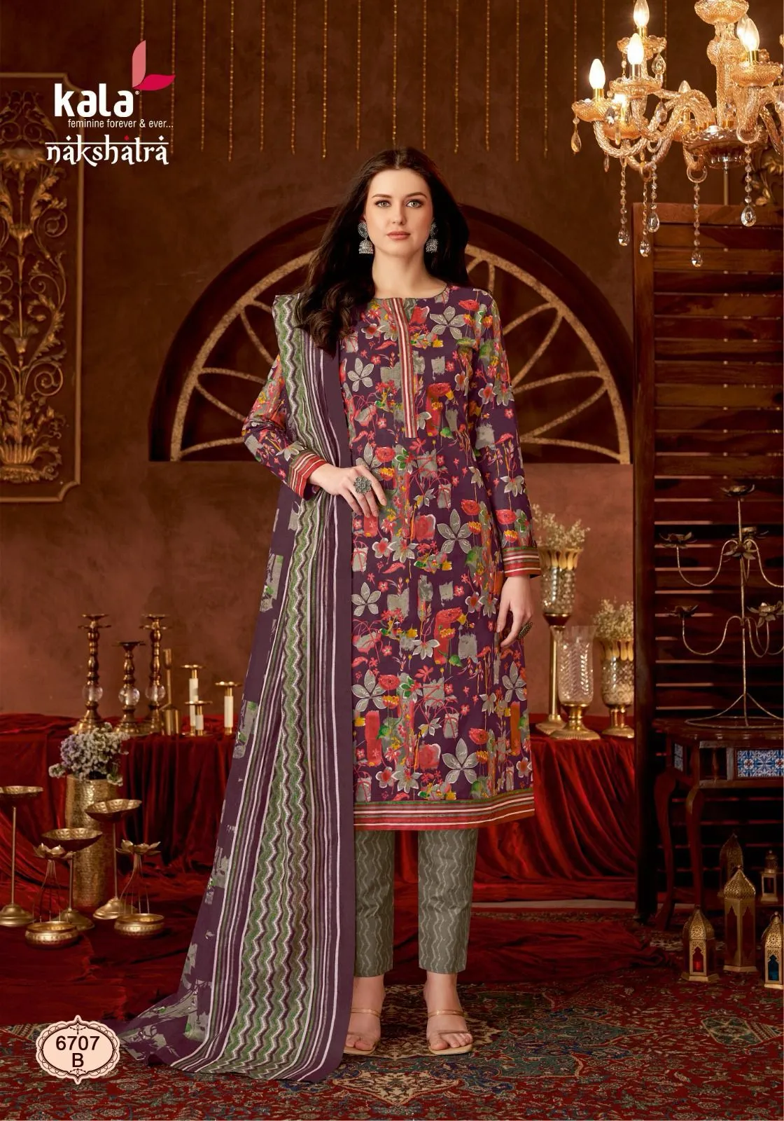 Floral Printed Unstitched Straight Salwar Suit Kala Nakshatra Vol 03