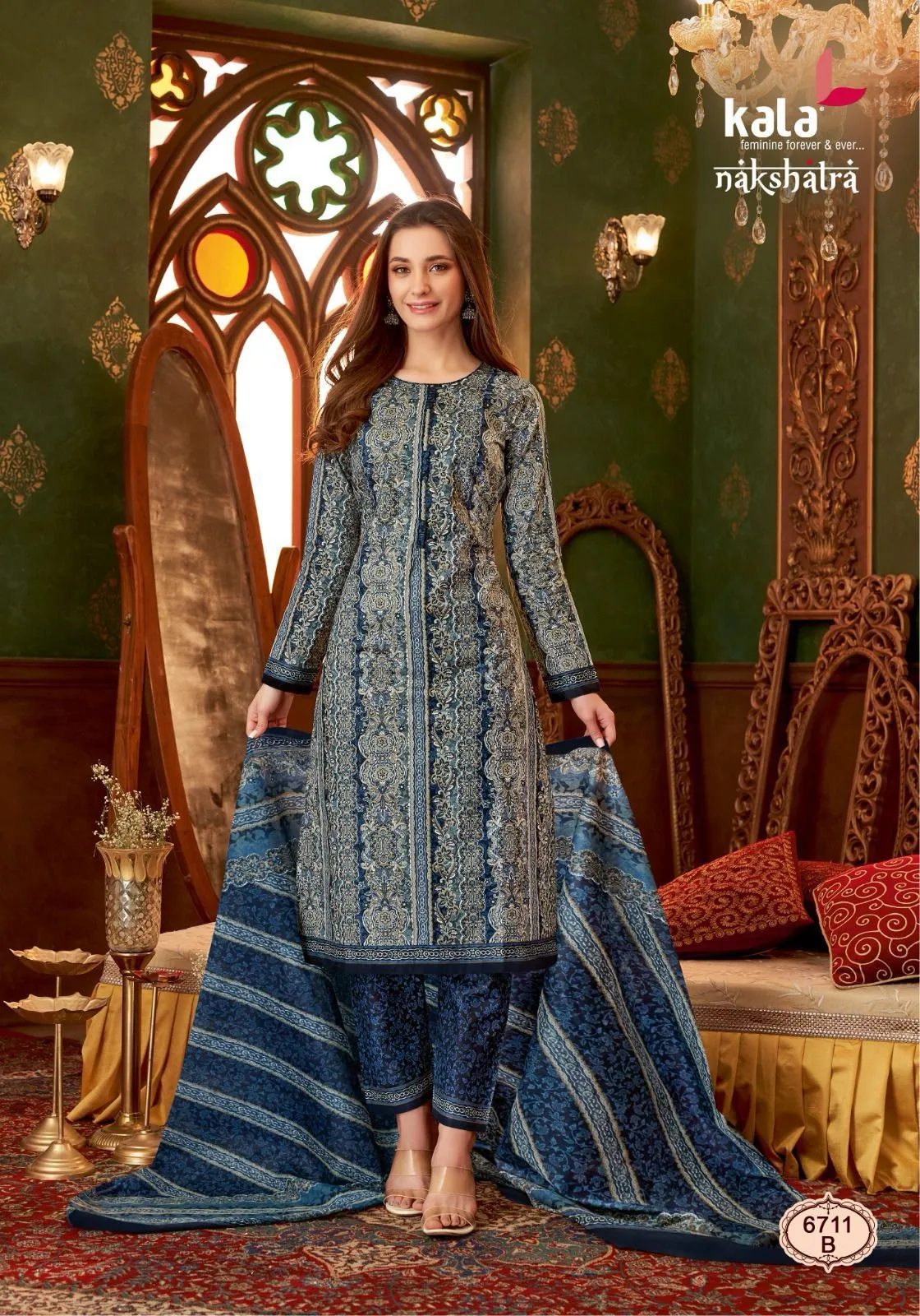 Floral Printed Unstitched Straight Salwar Suit Kala Nakshatra Vol 03