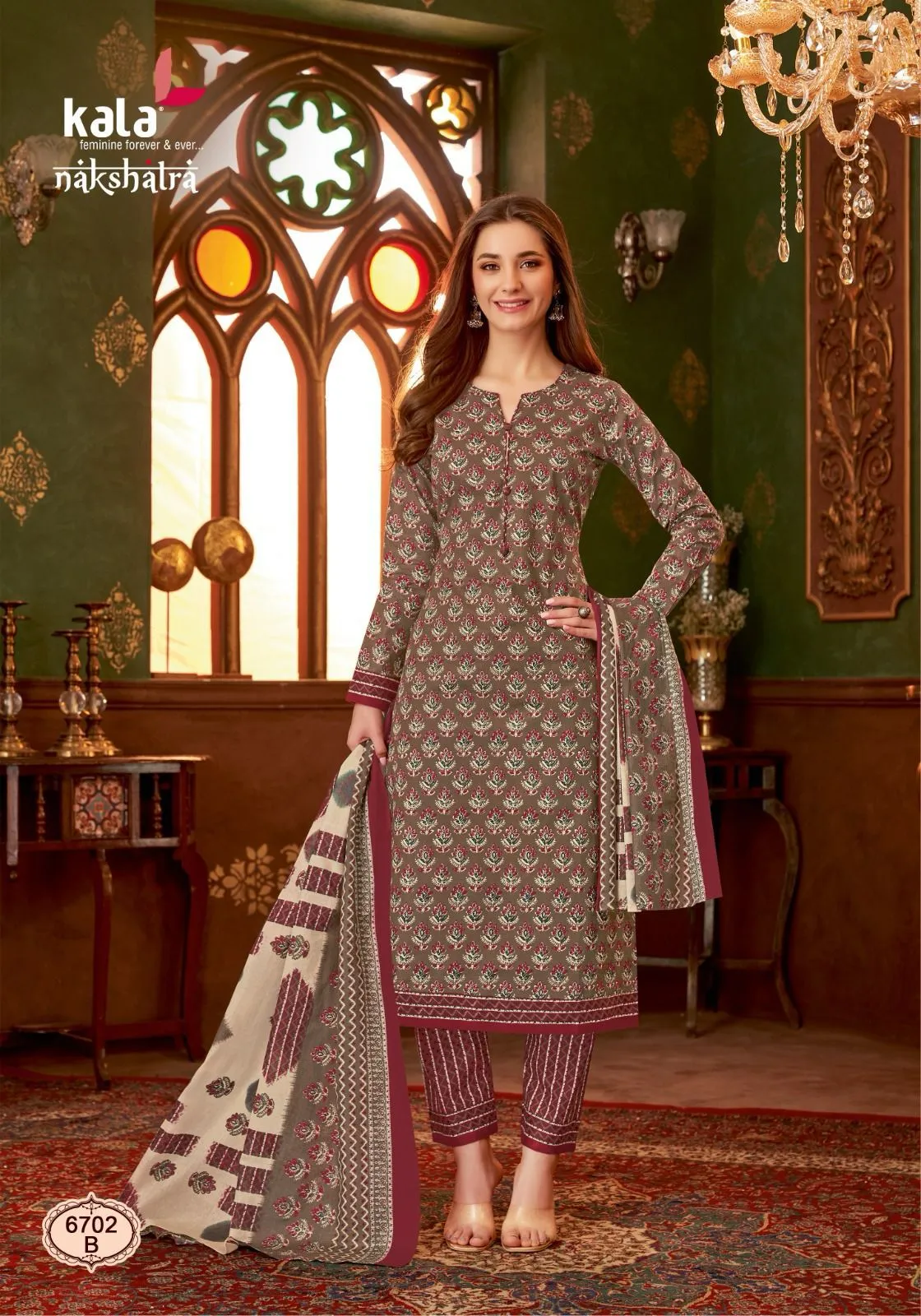 Floral Printed Unstitched Straight Salwar Suit Kala Nakshatra Vol 03