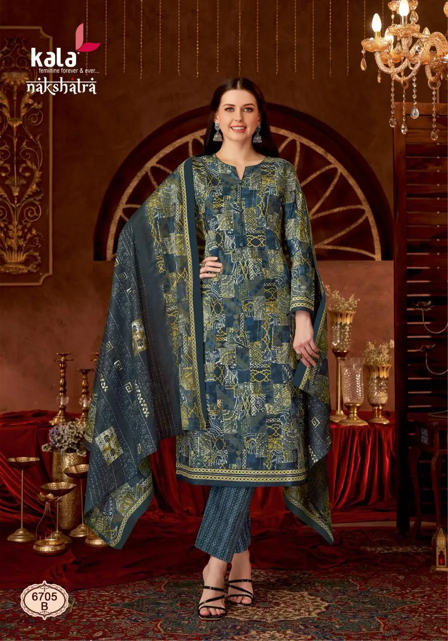 Floral Printed Unstitched Straight Salwar Suit Kala Nakshatra Vol 03