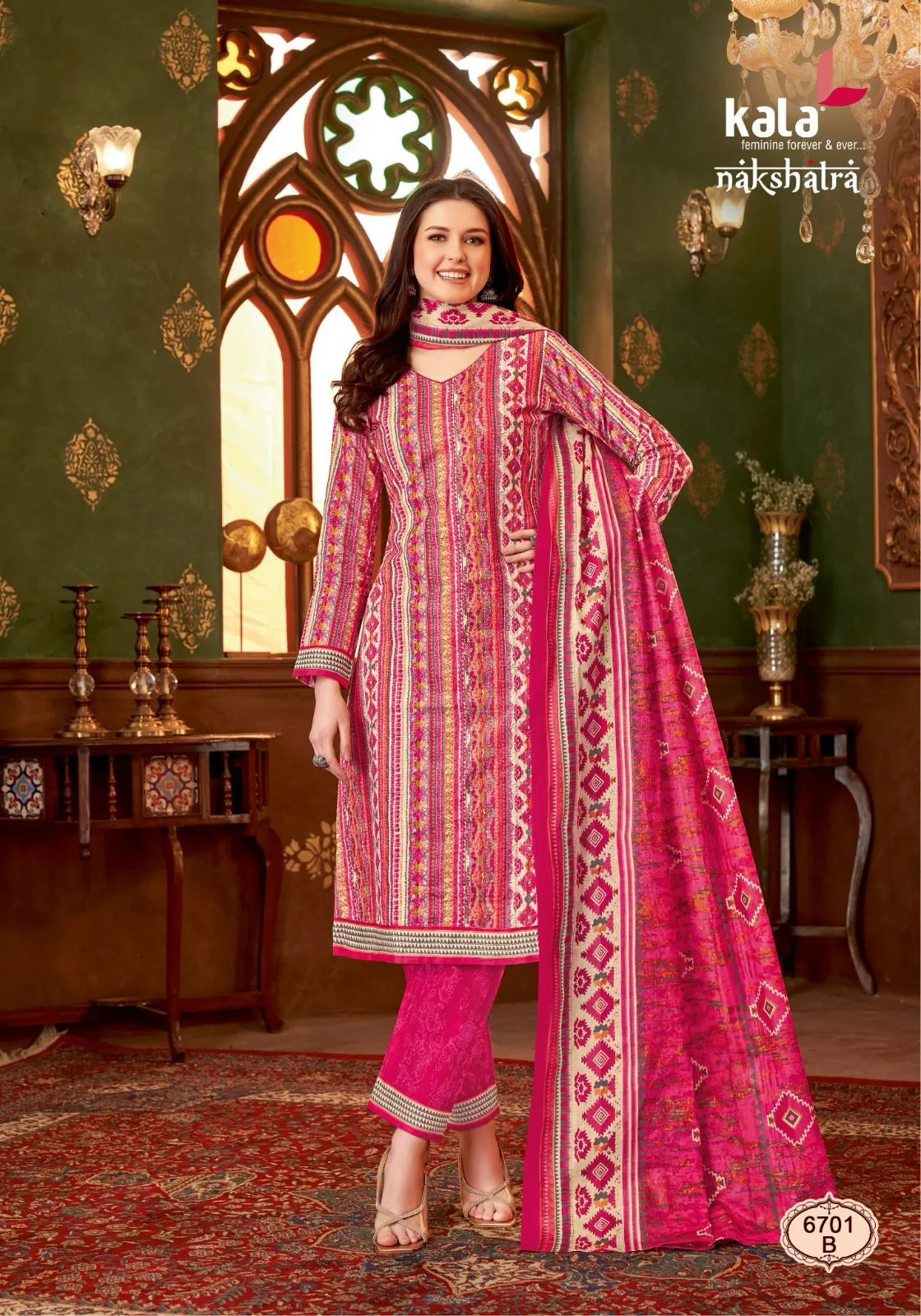 Floral Printed Unstitched Straight Salwar Suit Kala Nakshatra Vol 03