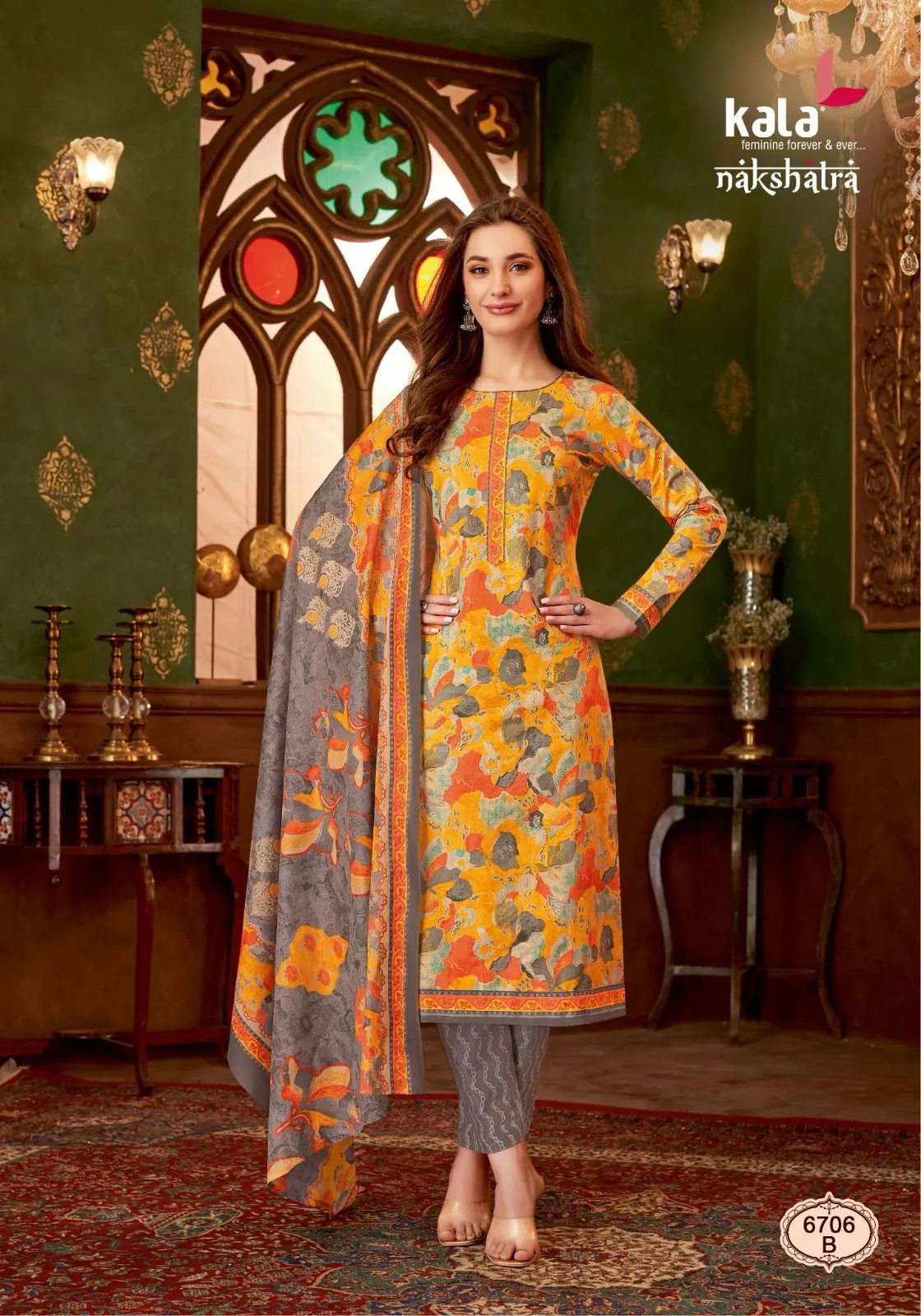Floral Printed Unstitched Straight Salwar Suit Kala Nakshatra Vol 03