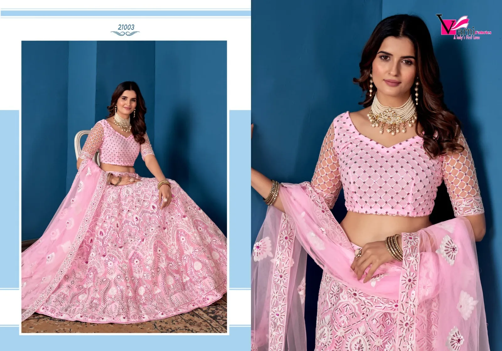 Light Color Designer Heavy Sequins Embroidered Party Lehenga Choli Ethnic Zeeya Rudrani