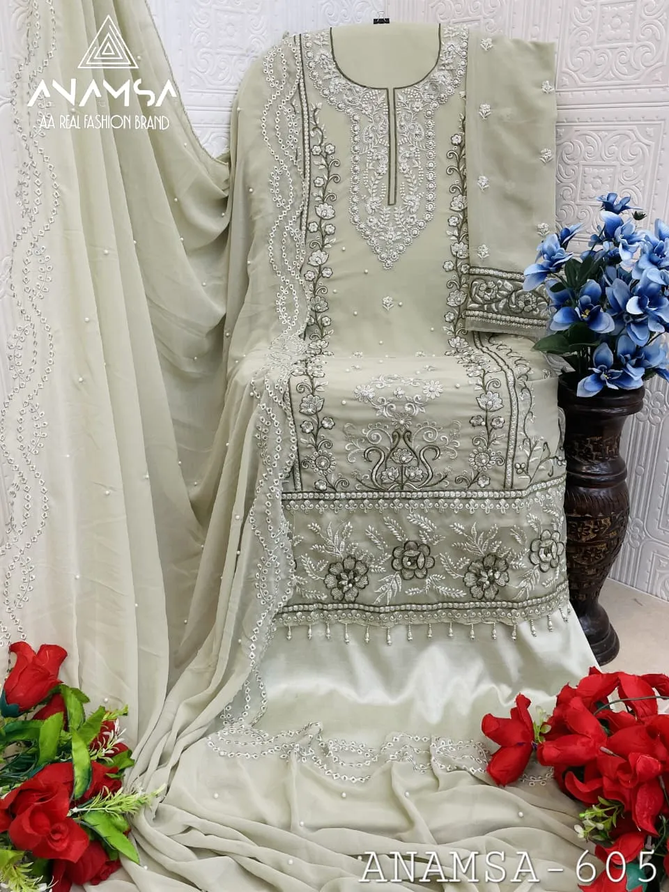 Light Shade Paksitani Style Salwar Suit Wholesale Supplier Anamsa Brand