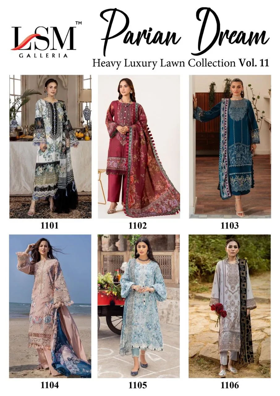 LSM Galleria Parian Dream Heavy Luxury Lawn Collection Vol. 11 Designer Pakistani Printer Cotton Suit