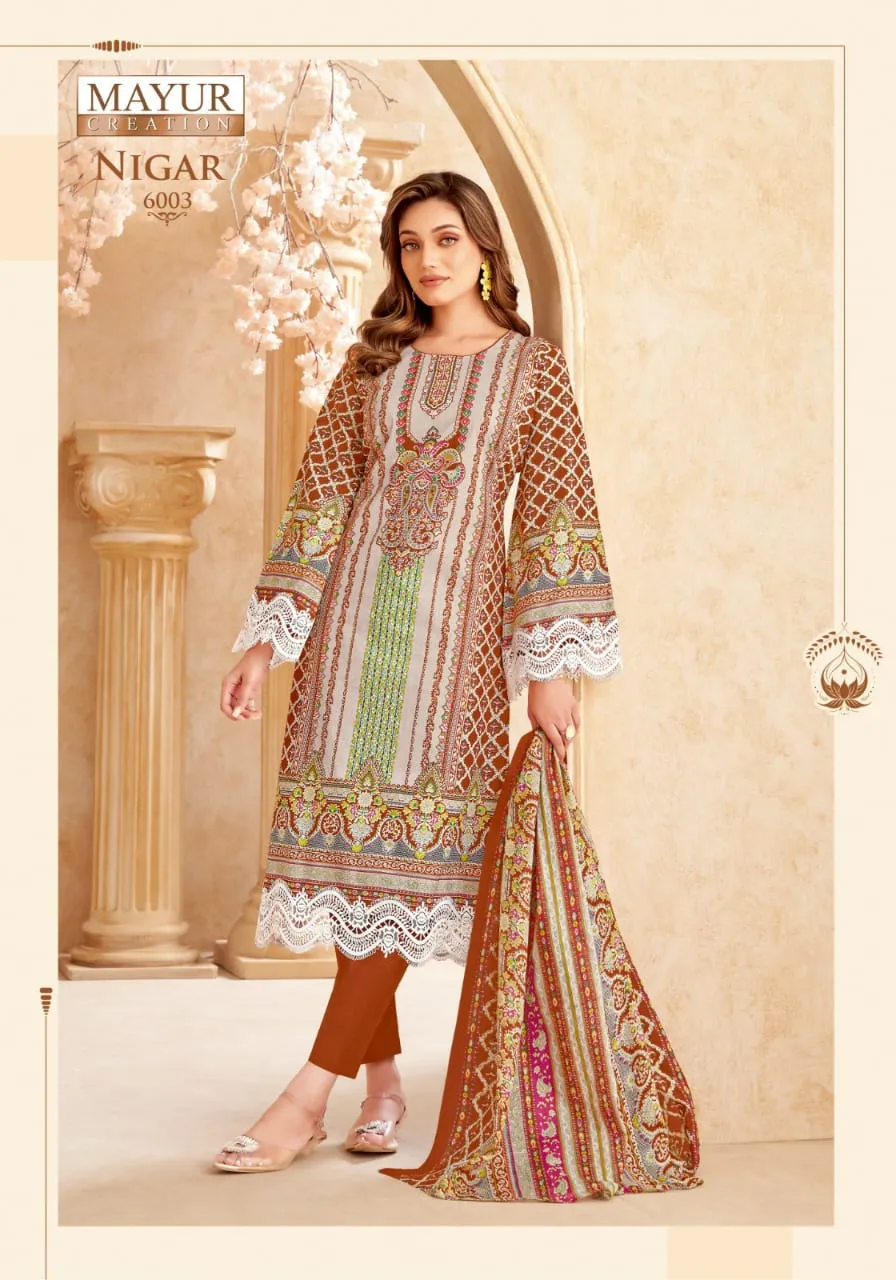 Unstitched Printed Cotton Straight Salwar Suit Summer Wear Ethnic Suits Mayur Nigar Vol 6