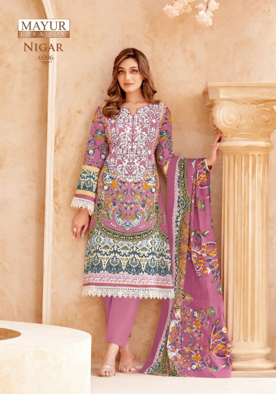 Unstitched Printed Cotton Straight Salwar Suit Summer Wear Ethnic Suits Mayur Nigar Vol 6