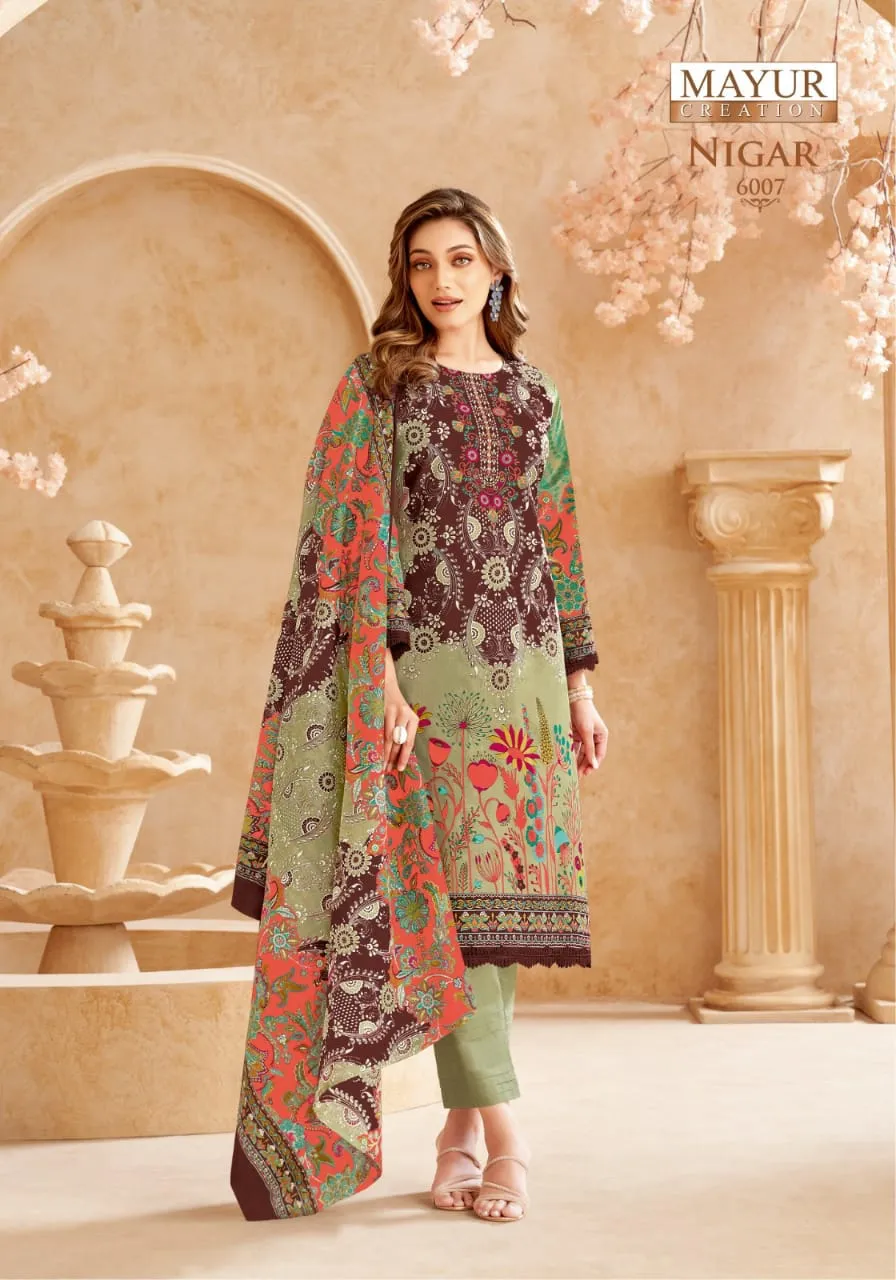 Unstitched Printed Cotton Straight Salwar Suit Summer Wear Ethnic Suits Mayur Nigar Vol 6