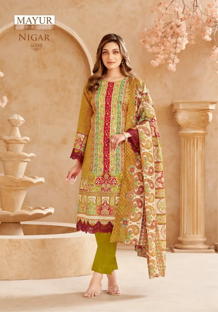Unstitched Printed Cotton Straight Salwar Suit Summer Wear Ethnic Suits Mayur Nigar Vol 6