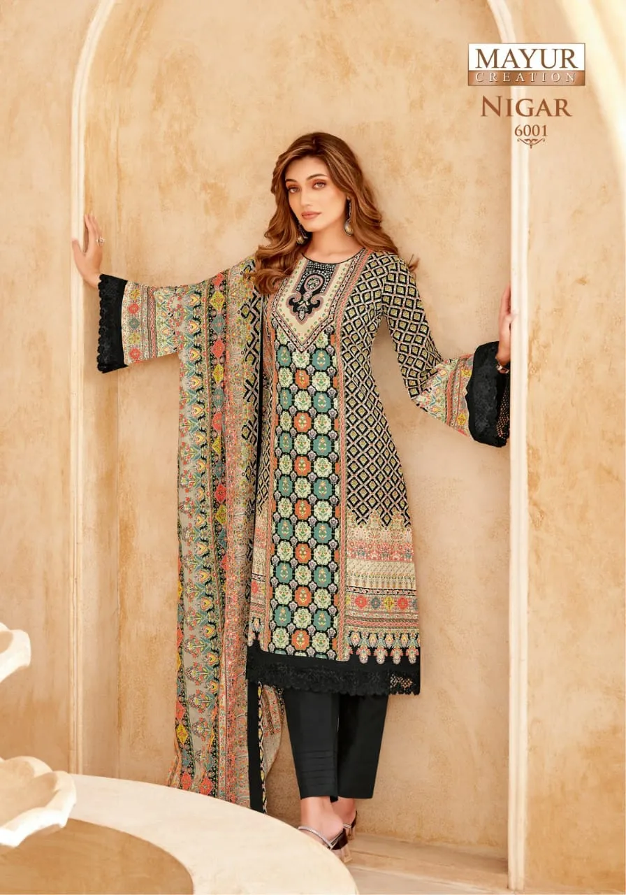 Unstitched Printed Cotton Straight Salwar Suit Summer Wear Ethnic Suits Mayur Nigar Vol 6