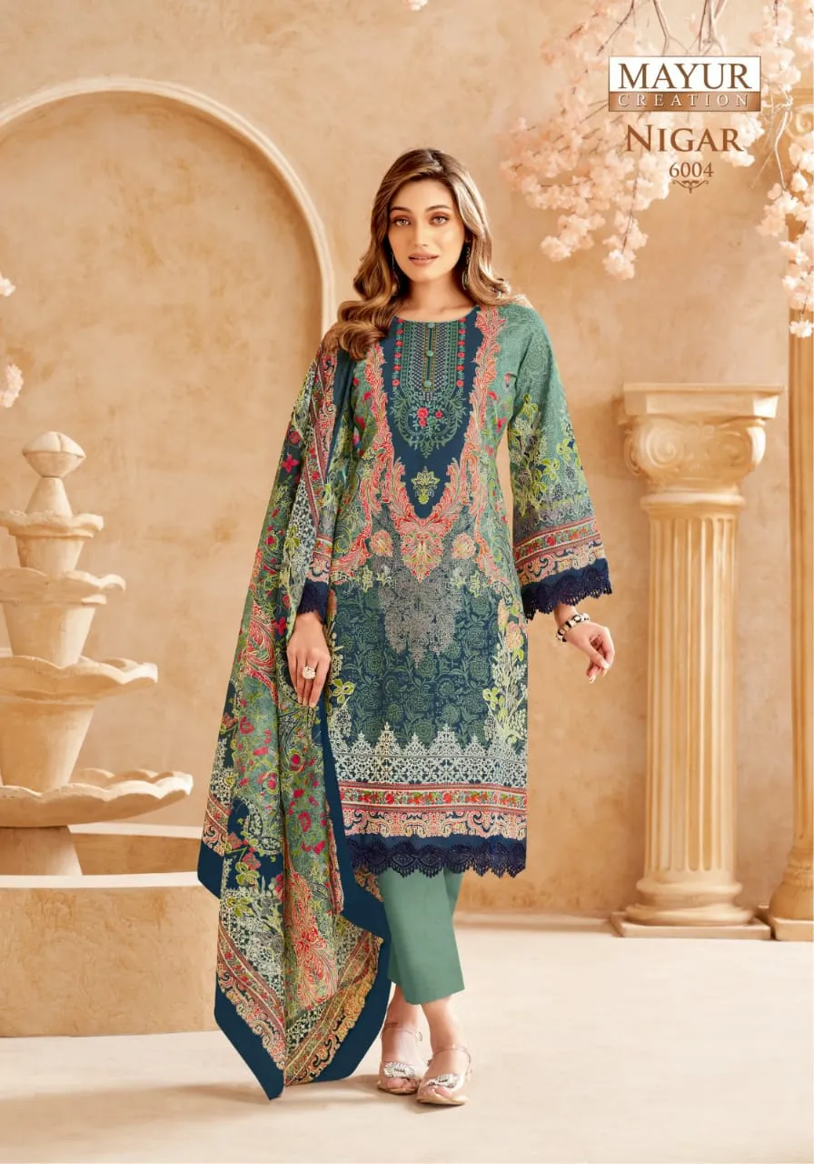 Unstitched Printed Cotton Straight Salwar Suit Summer Wear Ethnic Suits Mayur Nigar Vol 6