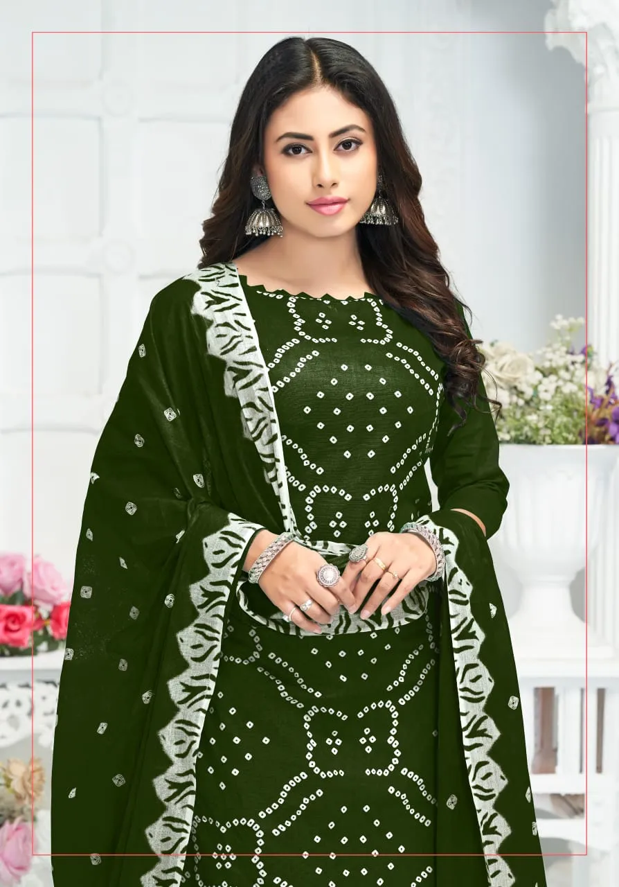 Bandhni Printed Cotton Summer Wear Ethnic Salwar Suit Mayur Pehnava Vol 03