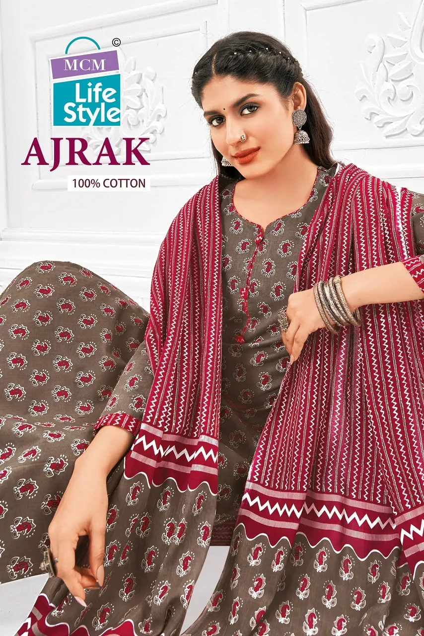 Ajrakh Printed Big Size Daily Wear Cotton Salwar Suit MCM Ajrak Vol 1