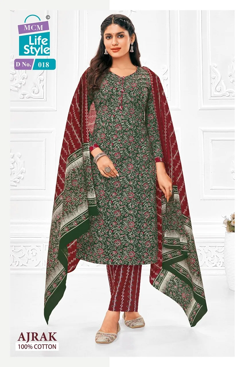 Ajrakh Printed Big Size Daily Wear Cotton Salwar Suit MCM Ajrak Vol 1