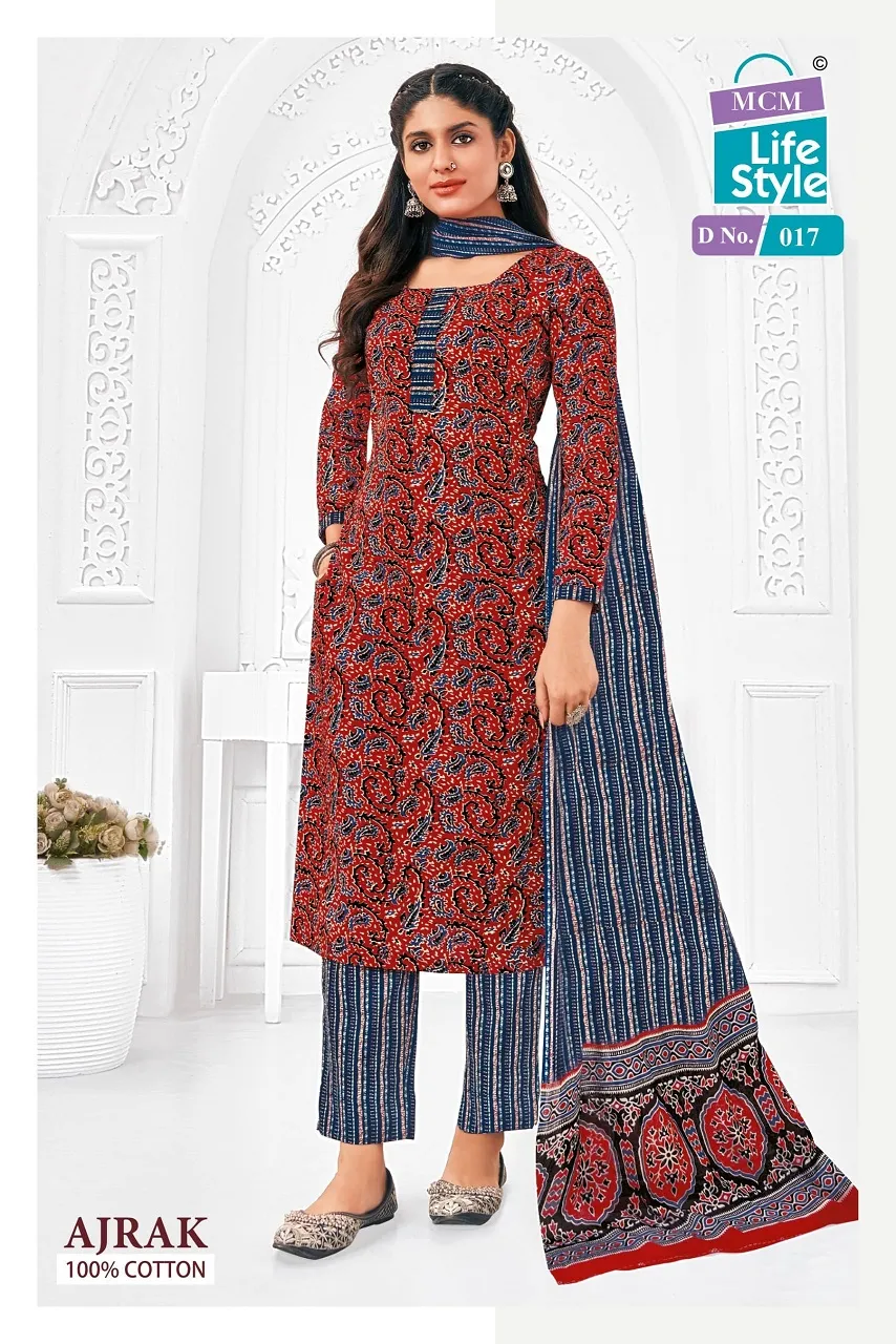 Ajrakh Printed Big Size Daily Wear Cotton Salwar Suit MCM Ajrak Vol 1