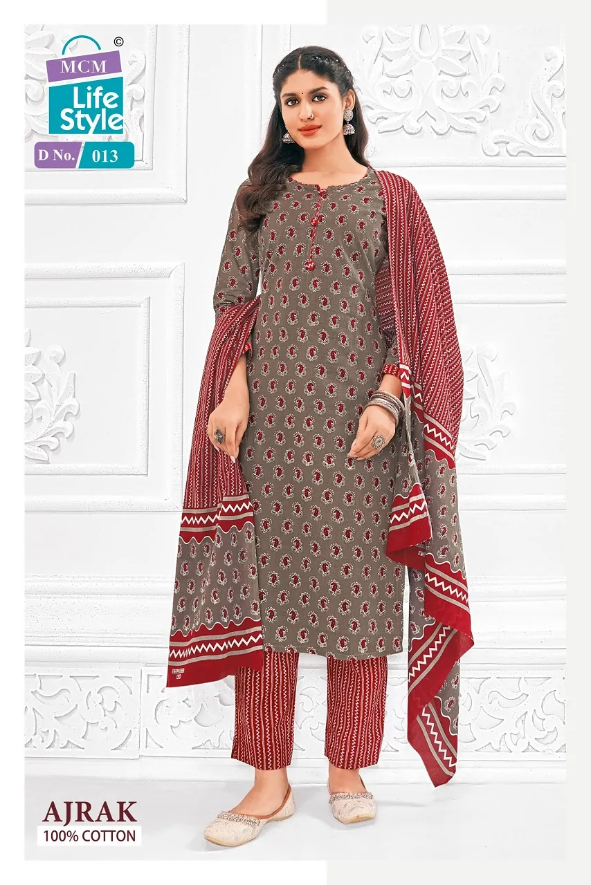 Ajrakh Printed Big Size Daily Wear Cotton Salwar Suit MCM Ajrak Vol 1