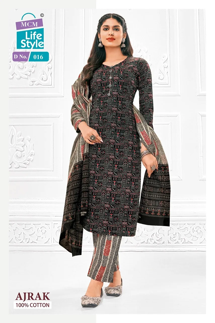 Ajrakh Printed Big Size Daily Wear Cotton Salwar Suit MCM Ajrak Vol 1