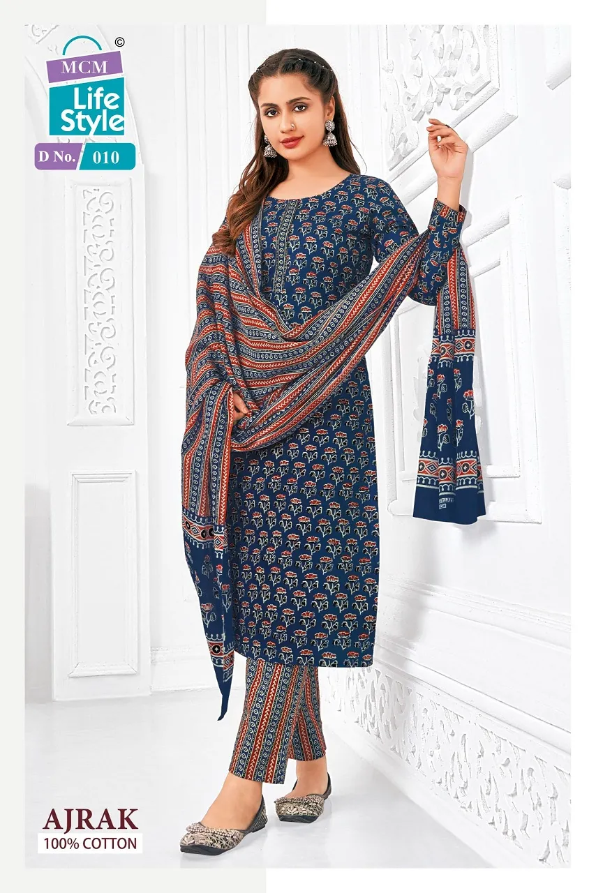 Ajrakh Printed Big Size Daily Wear Cotton Salwar Suit MCM Ajrak Vol 1