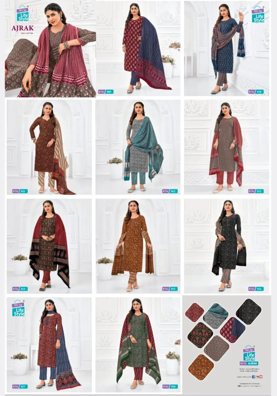 Ajrakh Printed Big Size Daily Wear Cotton Salwar Suit MCM Ajrak Vol 1