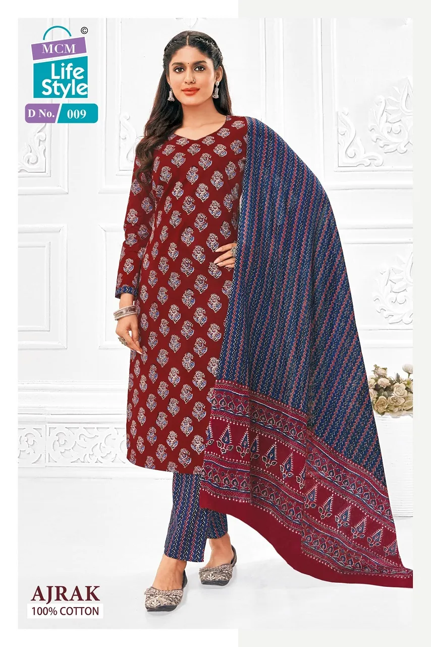 Ajrakh Printed Big Size Daily Wear Cotton Salwar Suit MCM Ajrak Vol 1