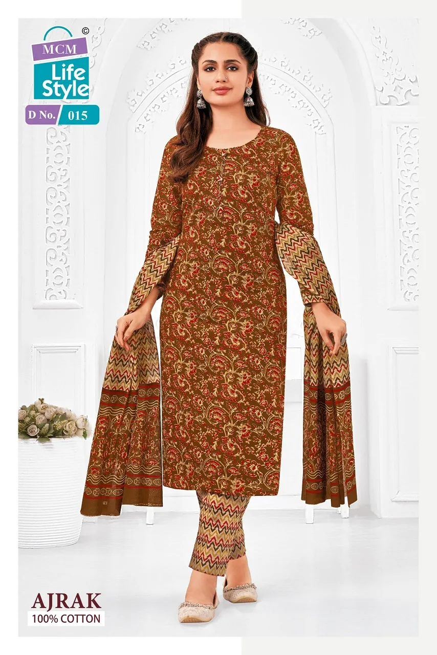 Ajrakh Printed Big Size Daily Wear Cotton Salwar Suit MCM Ajrak Vol 1