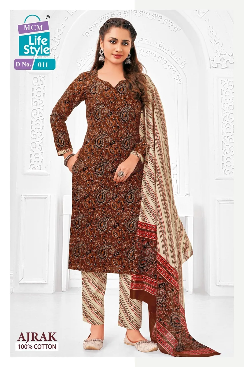 Ajrakh Printed Big Size Daily Wear Cotton Salwar Suit MCM Ajrak Vol 1