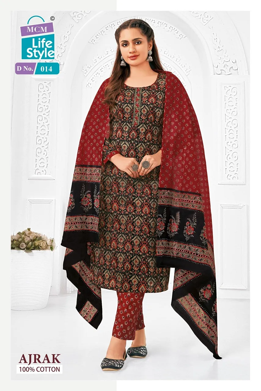 Ajrakh Printed Big Size Daily Wear Cotton Salwar Suit MCM Ajrak Vol 1