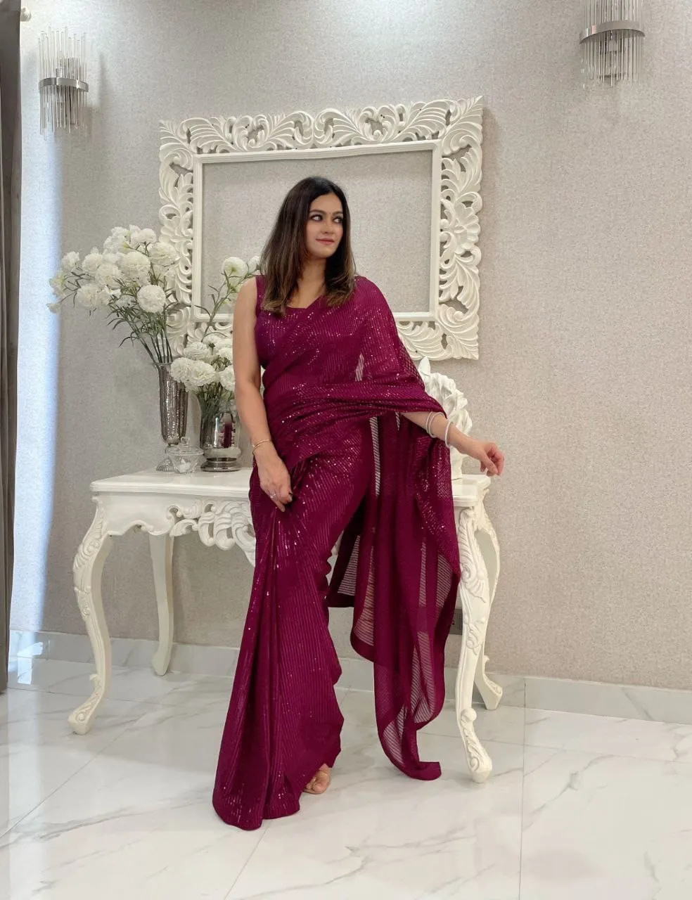 Most Beautiful Sequins Saree Collection Ethnic Indian Saree