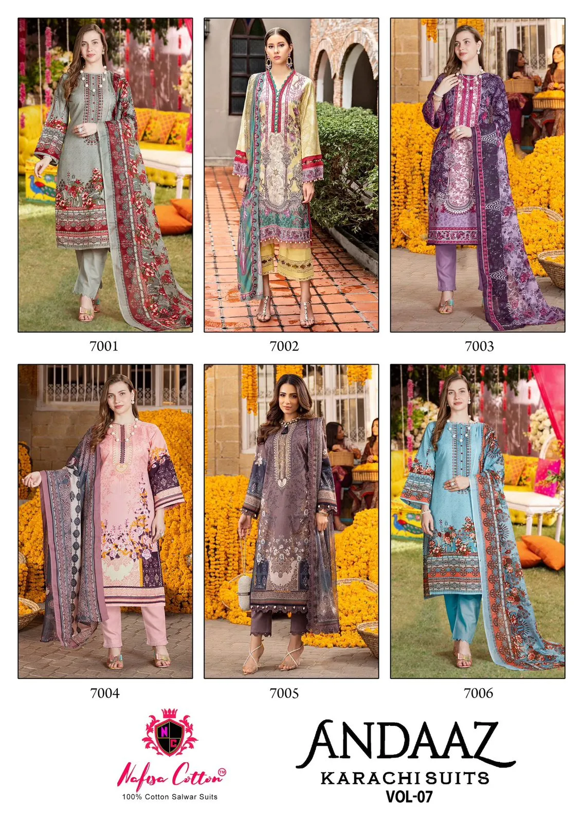 Soft Cotton Karachi Printed Pakistani Salwar Suit Nafisa Andaaz Vol 07 Supplier