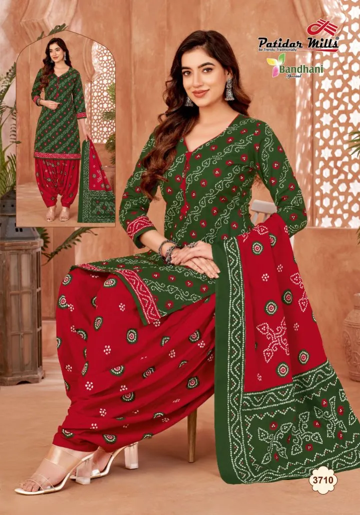 Bandhni Printed Unstitched Cotton Salwar Suit Patidar Bandhani Special Vol 37