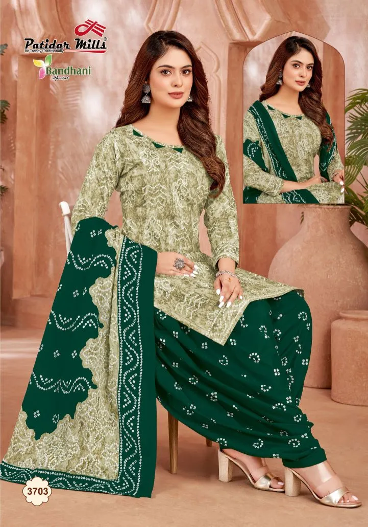 Bandhni Printed Unstitched Cotton Salwar Suit Patidar Bandhani Special Vol 37