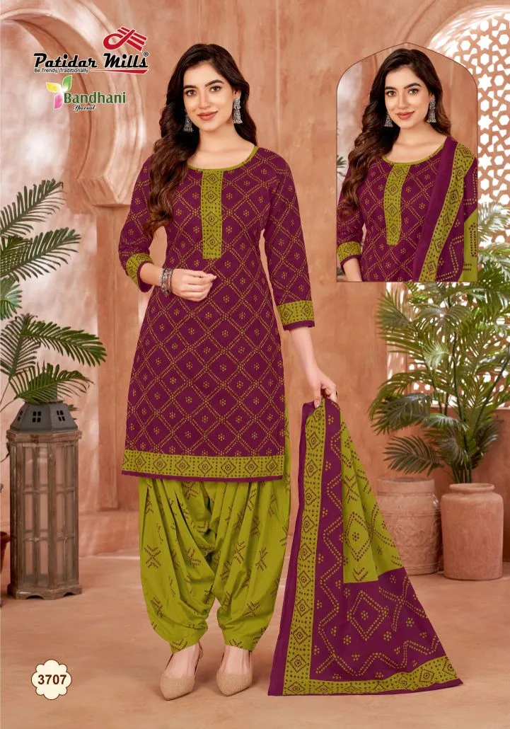 Bandhni Printed Unstitched Cotton Salwar Suit Patidar Bandhani Special Vol 37