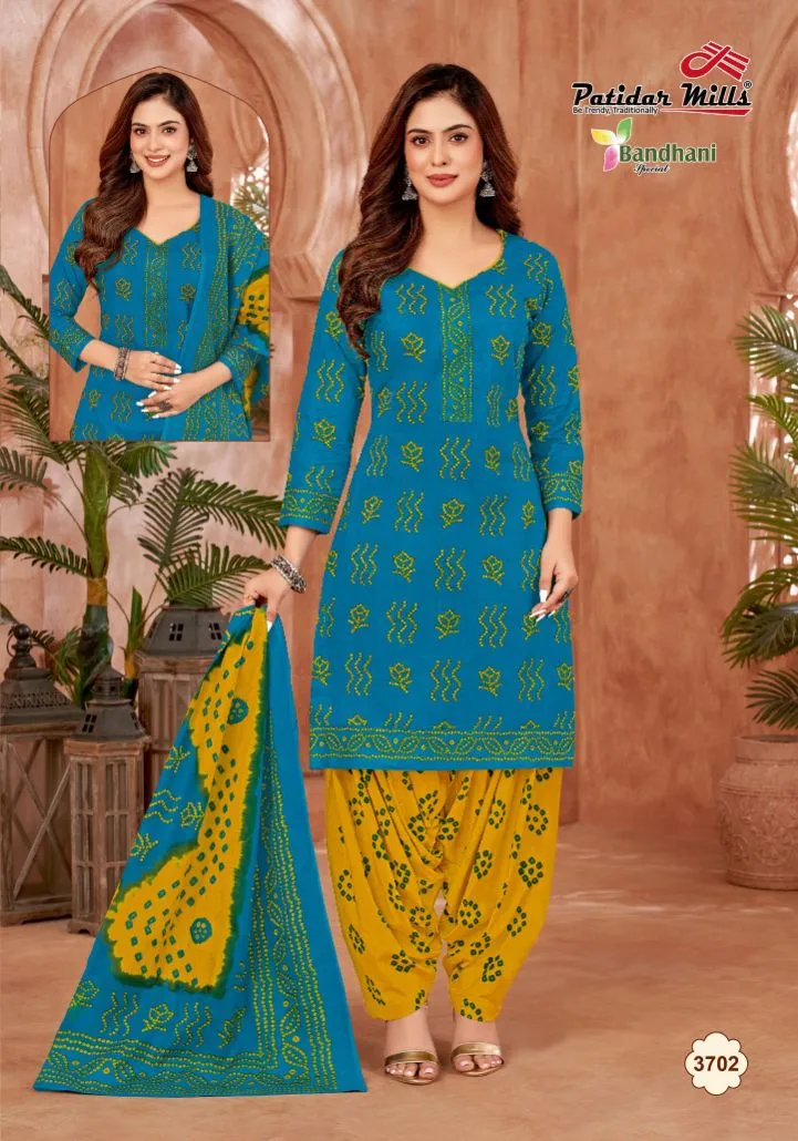 Bandhni Printed Unstitched Cotton Salwar Suit Patidar Bandhani Special Vol 37