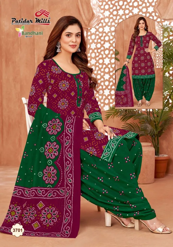 Bandhni Printed Unstitched Cotton Salwar Suit Patidar Bandhani Special Vol 37