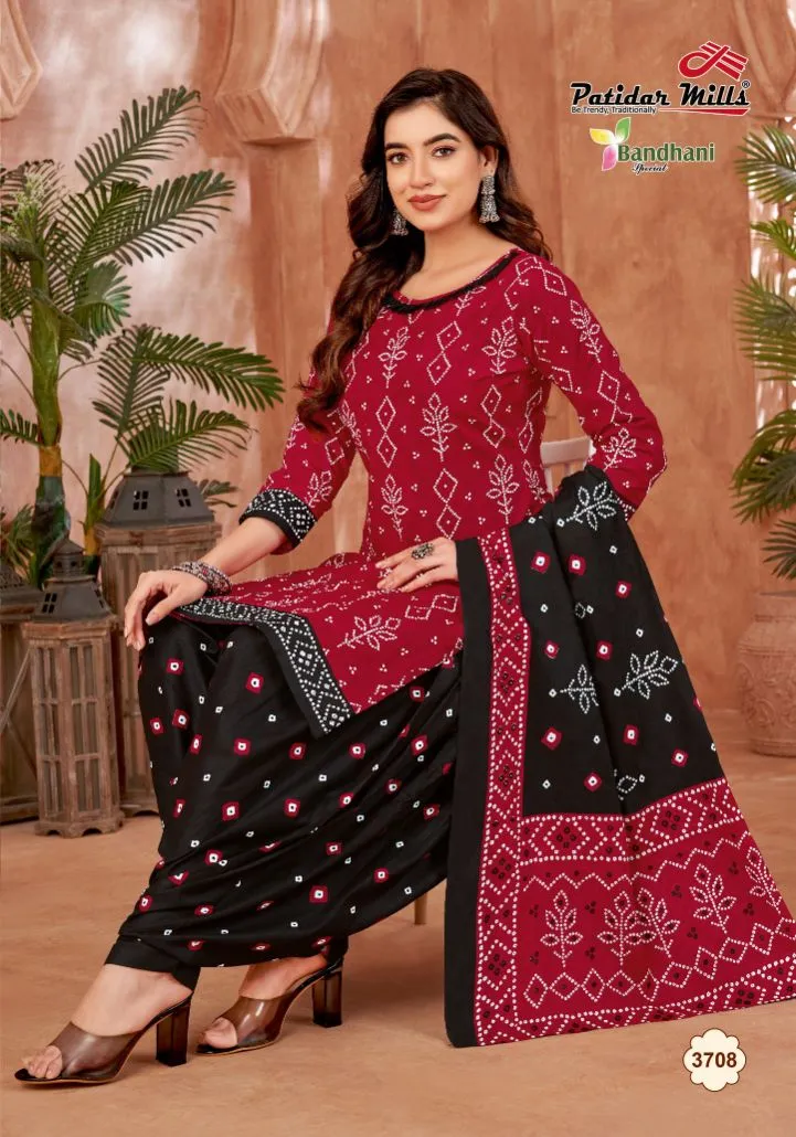 Bandhni Printed Unstitched Cotton Salwar Suit Patidar Bandhani Special Vol 37