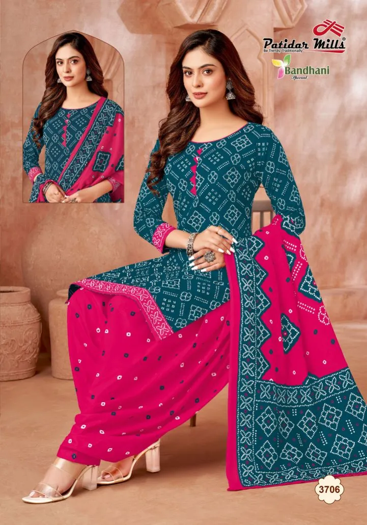 Bandhni Printed Unstitched Cotton Salwar Suit Patidar Bandhani Special Vol 37