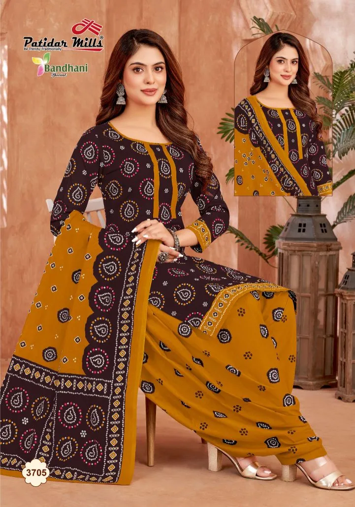 Bandhni Printed Unstitched Cotton Salwar Suit Patidar Bandhani Special Vol 37