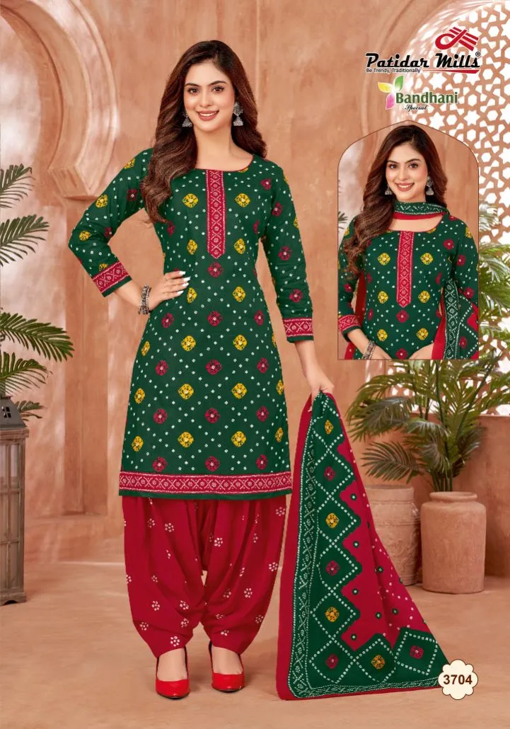 Bandhni Printed Unstitched Cotton Salwar Suit Patidar Bandhani Special Vol 37
