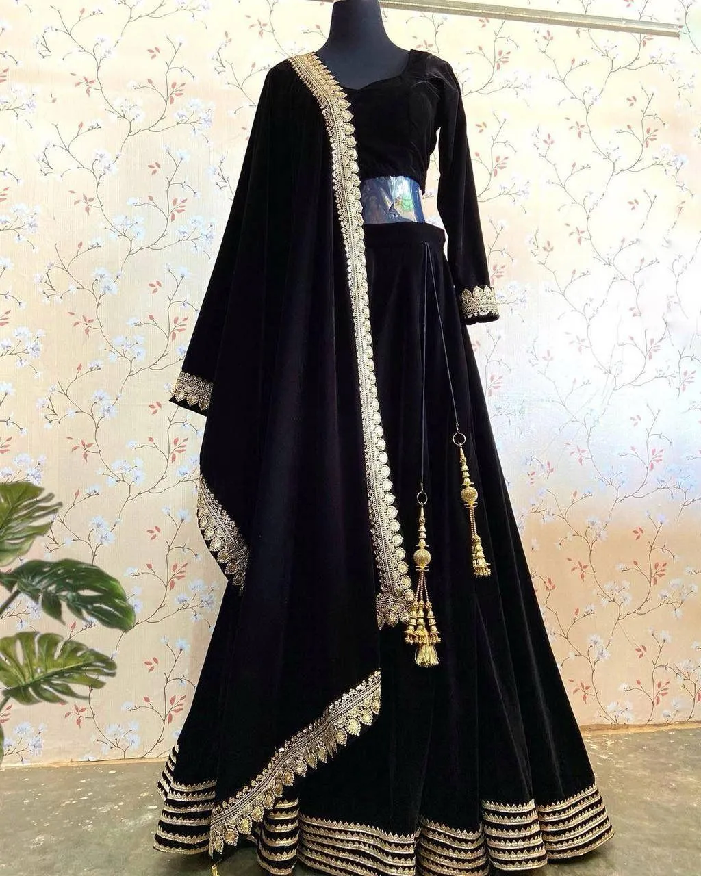 Perfect Black Velvet Lehenga Set for the Shaadi Season