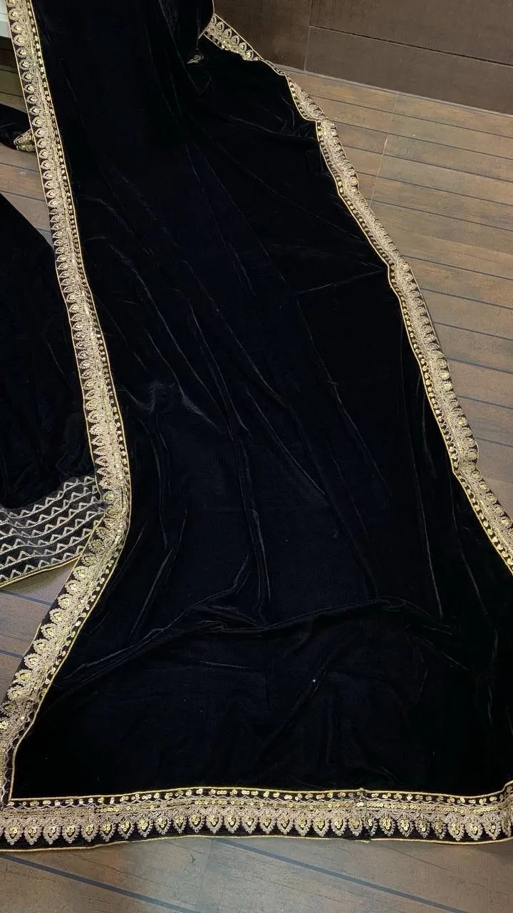 Perfect Black Velvet Lehenga Set for the Shaadi Season