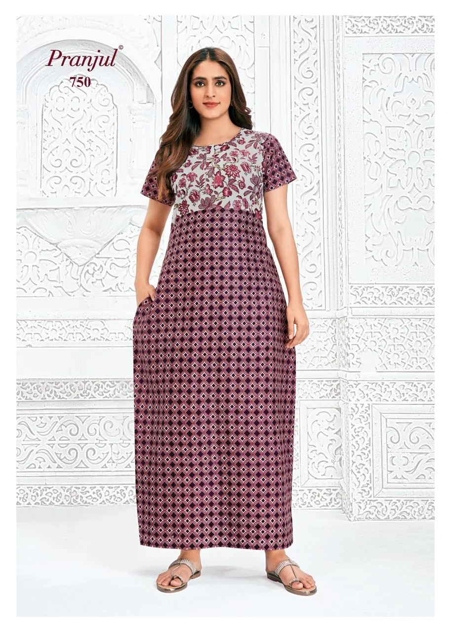 Big Size Cotton Printed Nighties Pranjul Pragati Vol 7