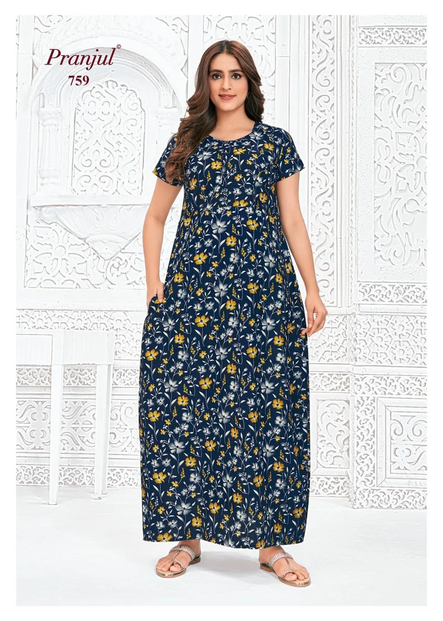 Big Size Cotton Printed Nighties Pranjul Pragati Vol 7