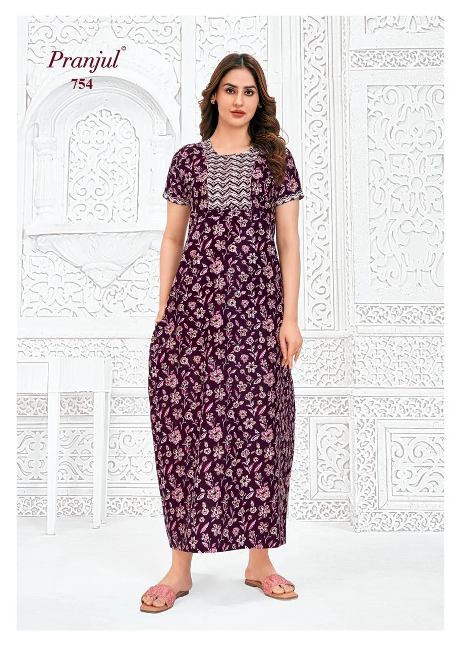 Big Size Cotton Printed Nighties Pranjul Pragati Vol 7