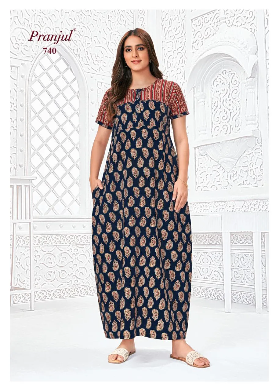 Big Size Cotton Printed Nighties Pranjul Pragati Vol 7
