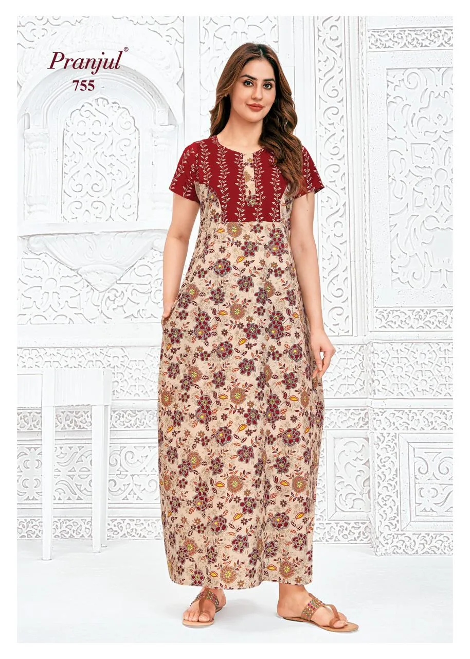 Big Size Cotton Printed Nighties Pranjul Pragati Vol 7