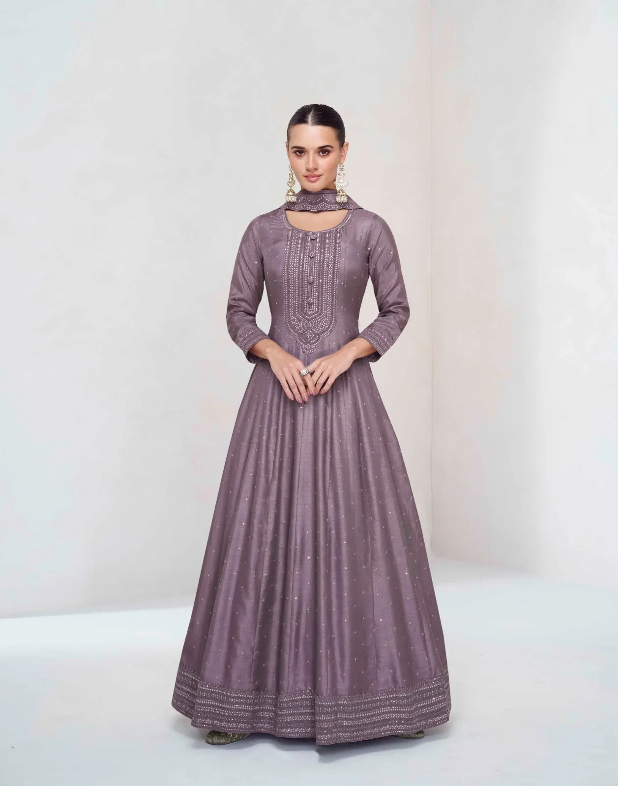 Premium Silk Floor Length Anarkali Suit With Dupatta Wedding Collection Aashirwad Creation Ekaya NX