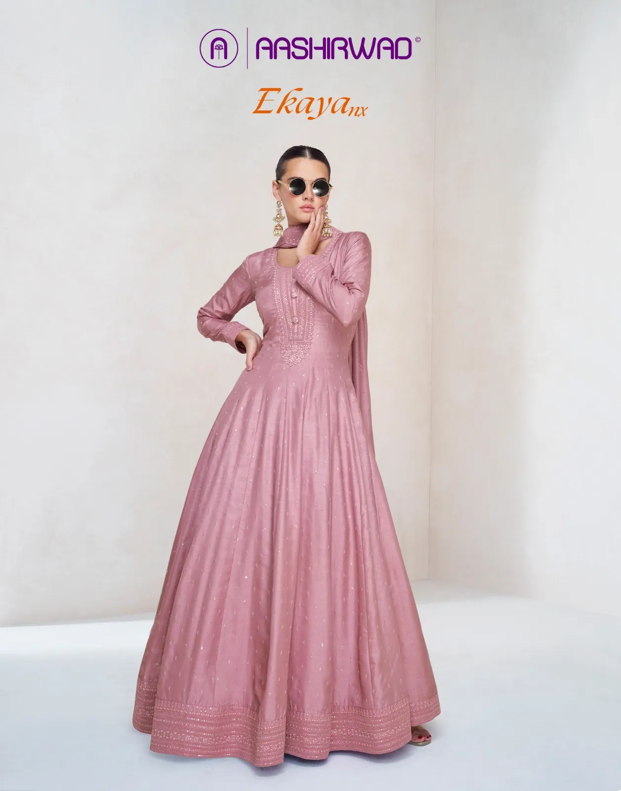 Premium Silk Floor Length Anarkali Suit With Dupatta Wedding Collection Aashirwad Creation Ekaya NX