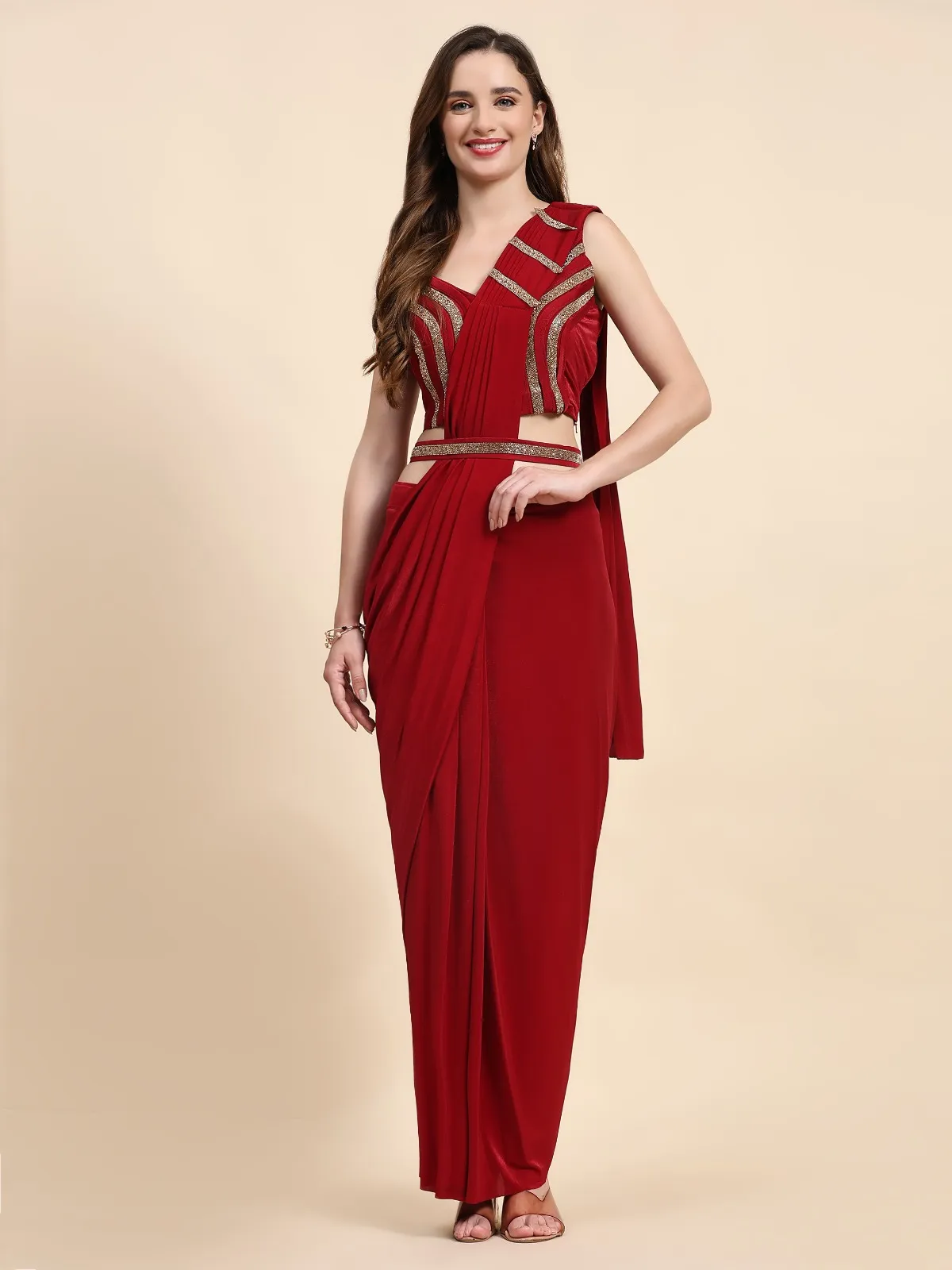 Ready To Wear Saree With Stitched Heavy Embroidery Blouse Ethnic Saree